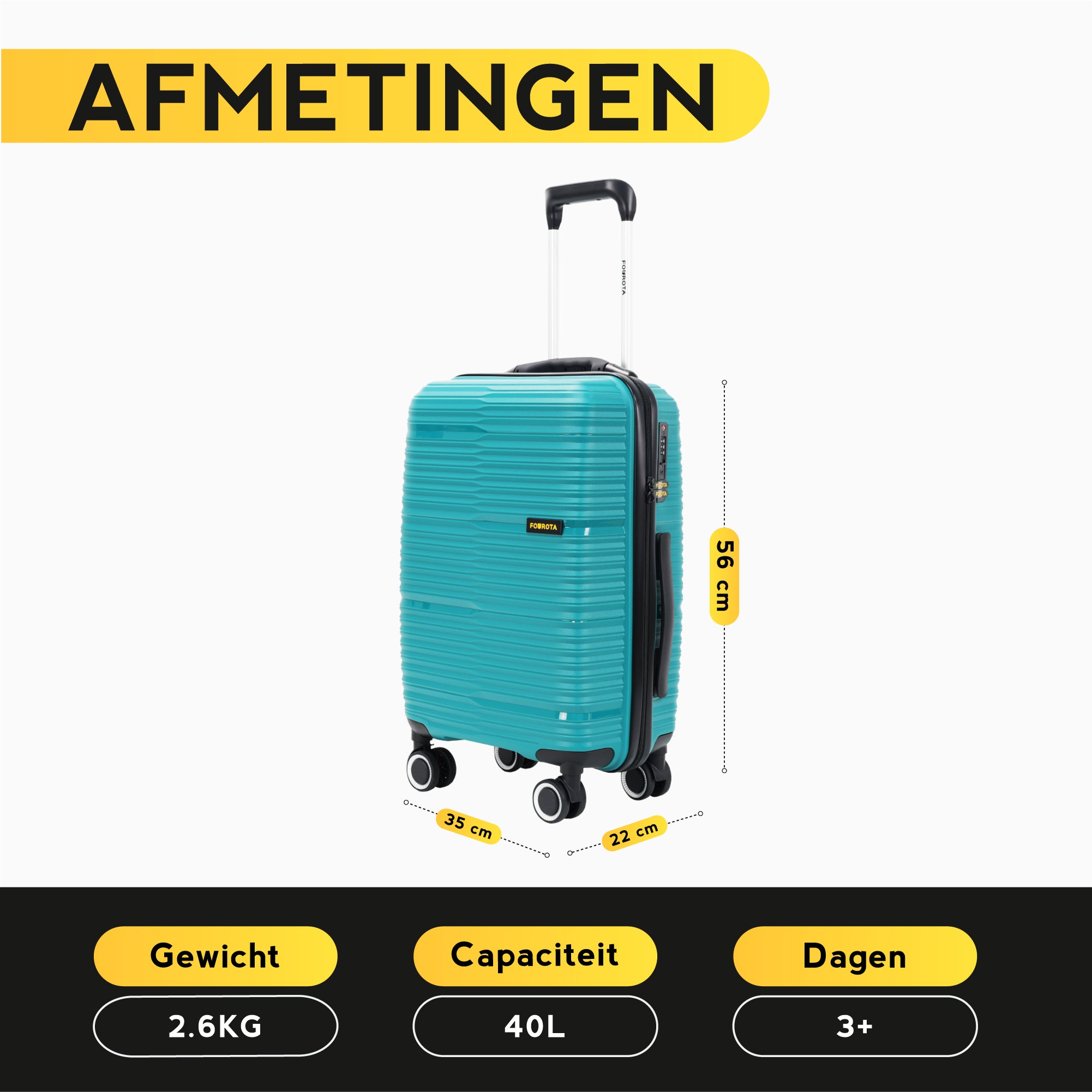 FOUROTA Handbagage Koffers met Weegschaal