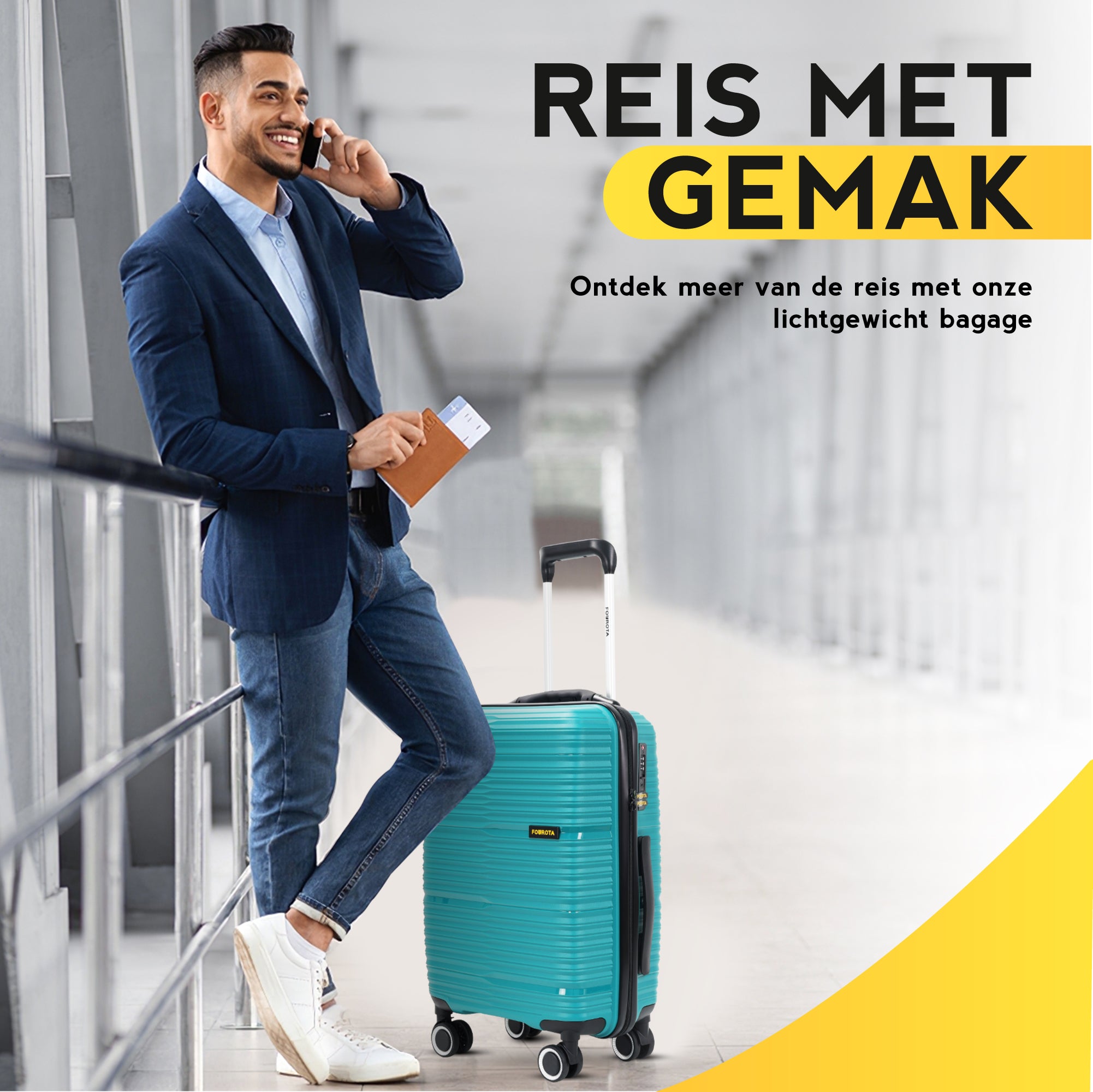 FOUROTA Handbagage Koffers met Weegschaal