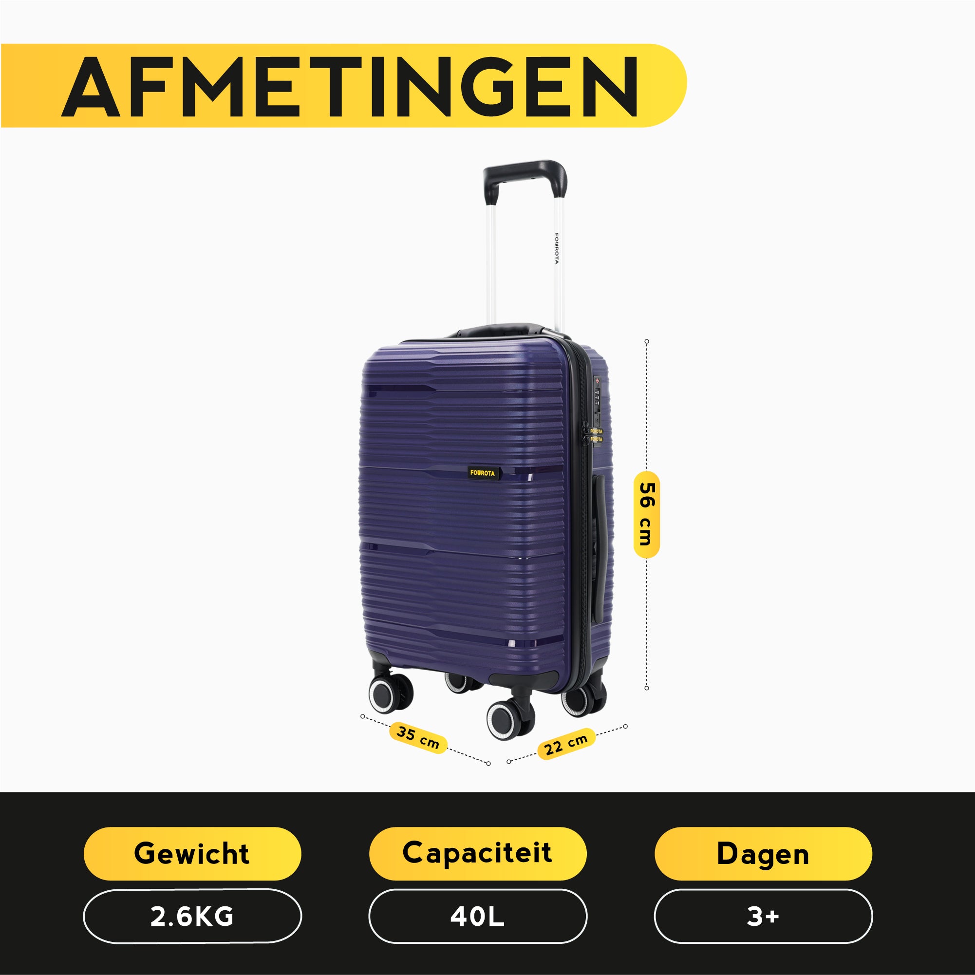 FOUROTA Handbagage Koffers met Weegschaal