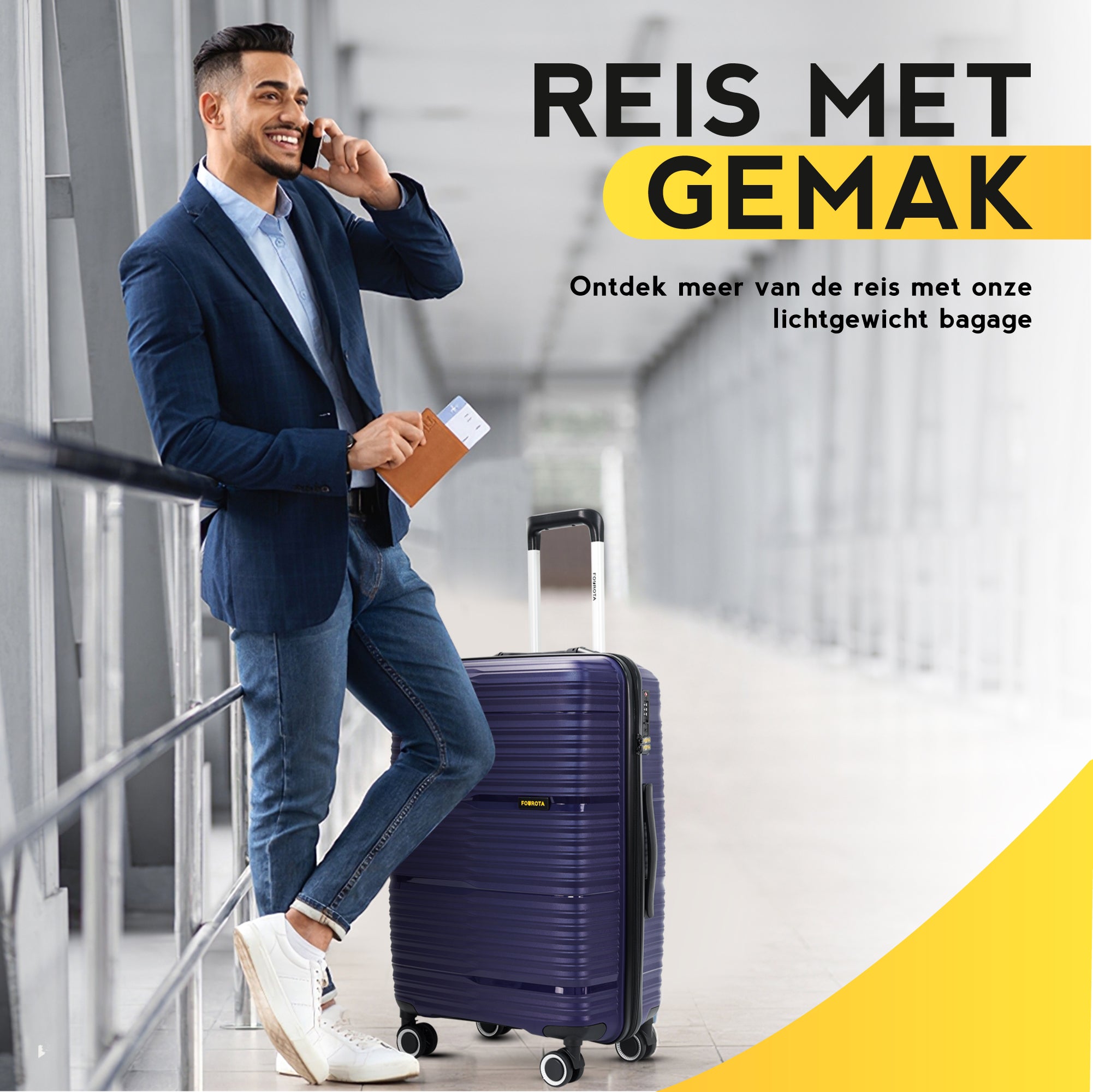 FOUROTA Handbagage Koffers met Weegschaal