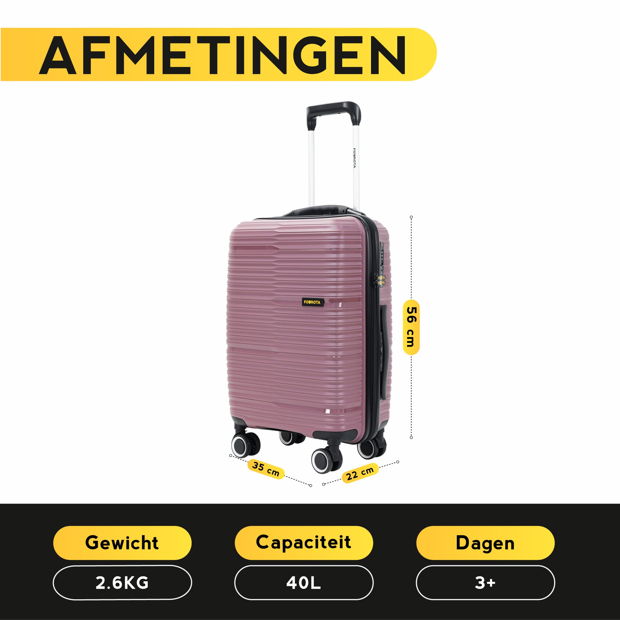 FOUROTA Handbagage Koffers met Weegschaal