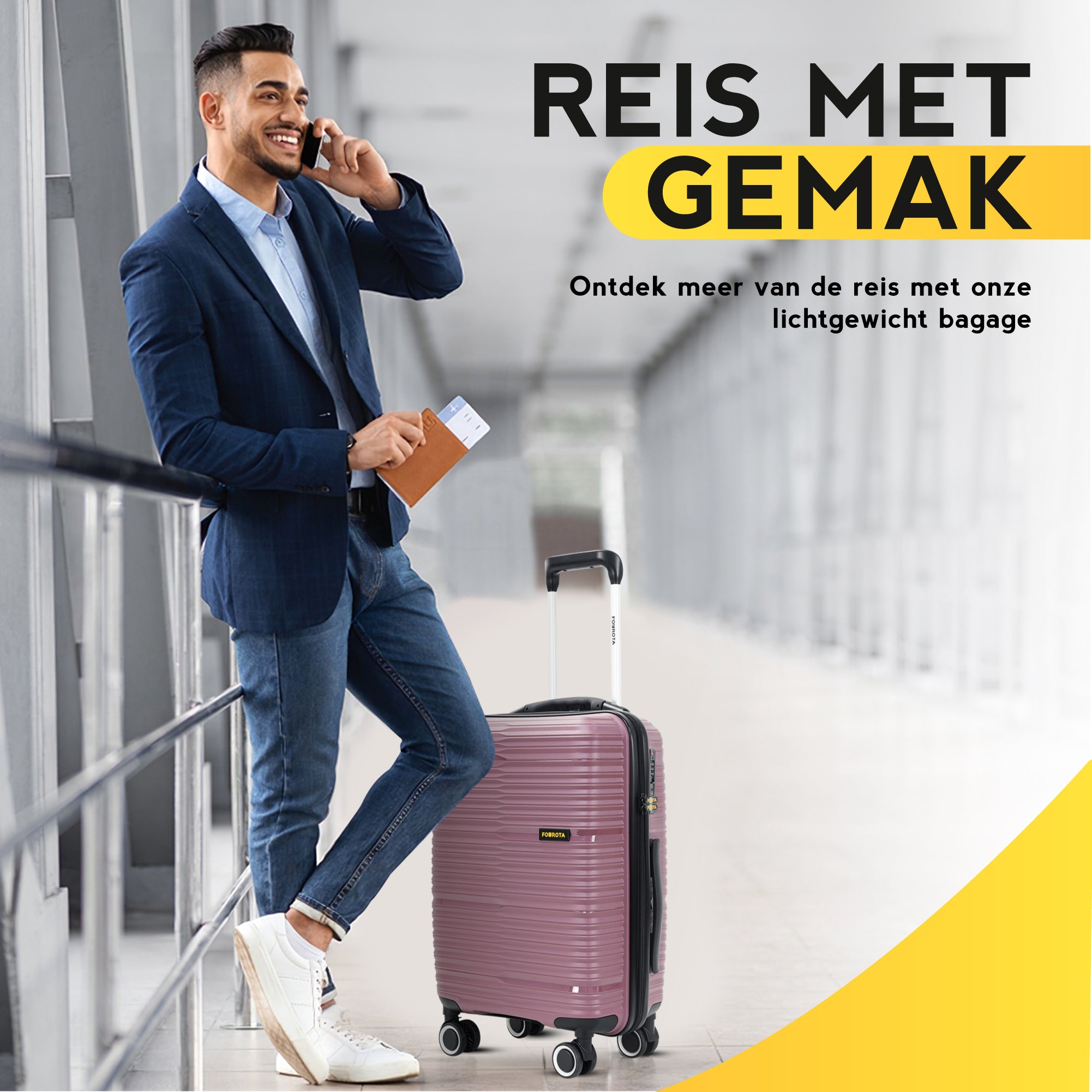 FOUROTA Handbagage Koffers met Weegschaal