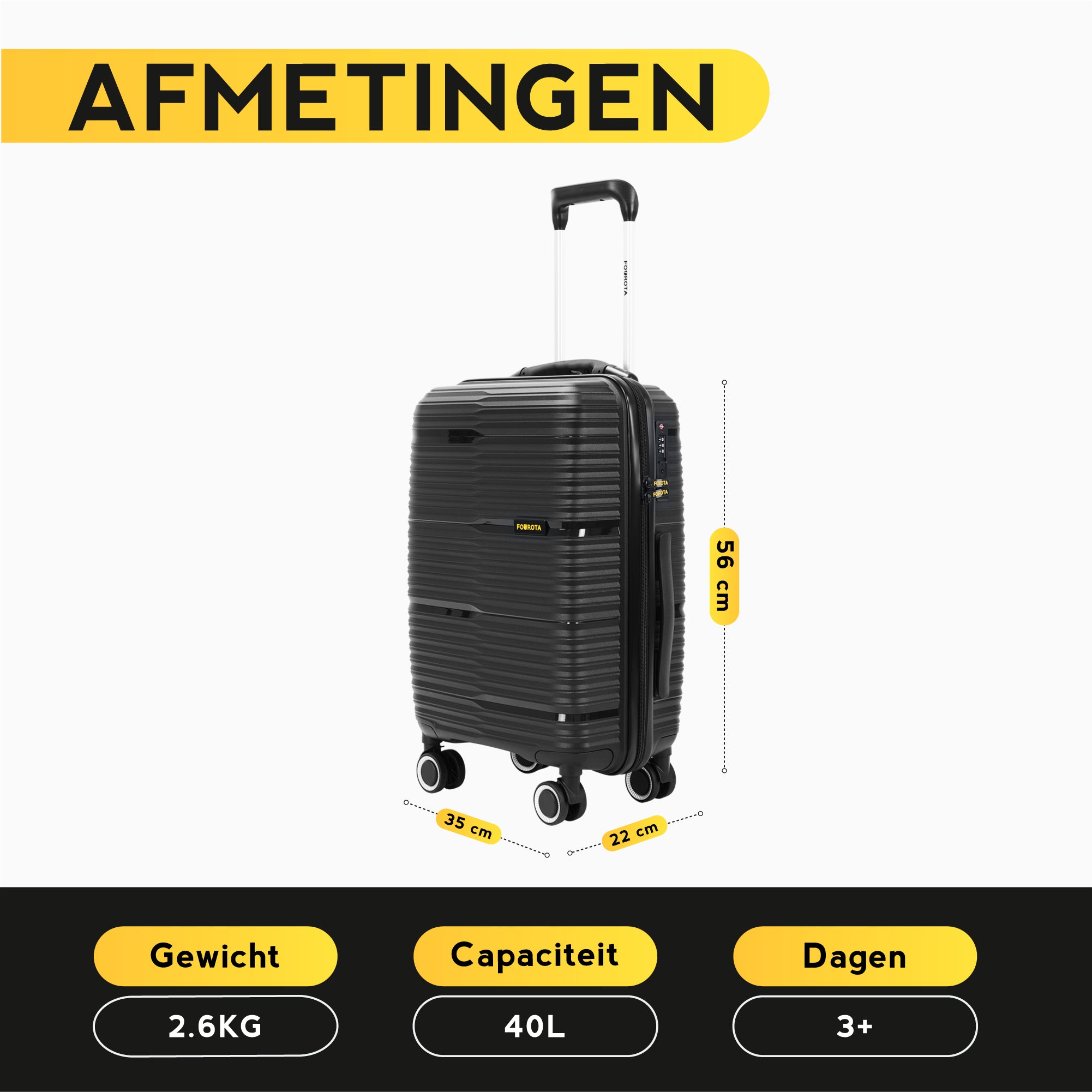 FOUROTA Handbagage Koffers met Weegschaal