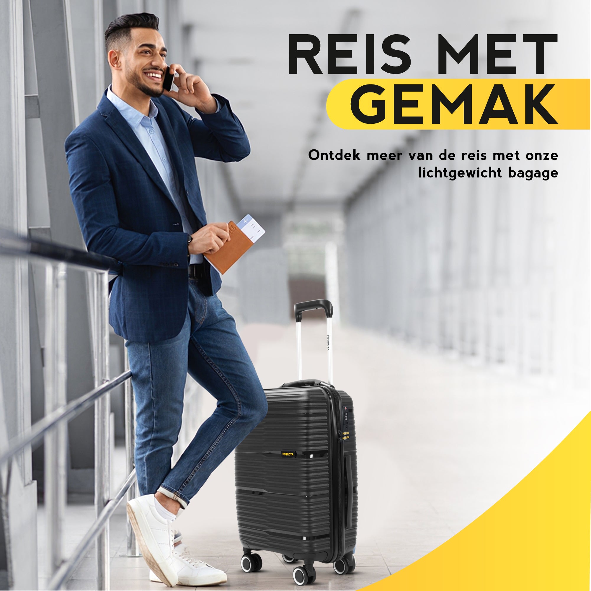 FOUROTA Handbagage Koffers met Weegschaal