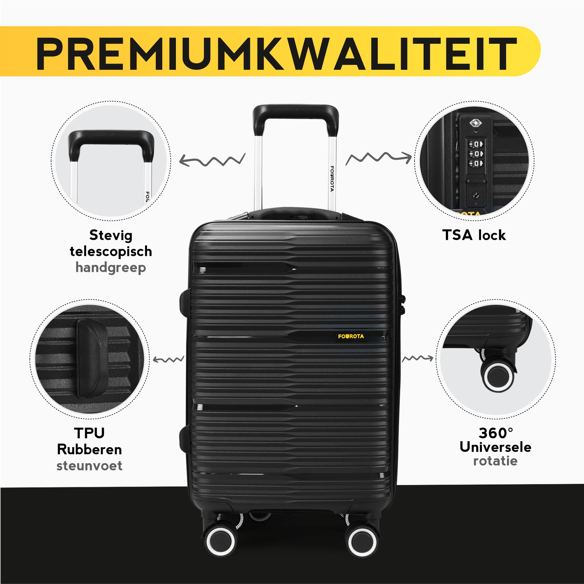 FOUROTA Handbagage Koffers met Weegschaal