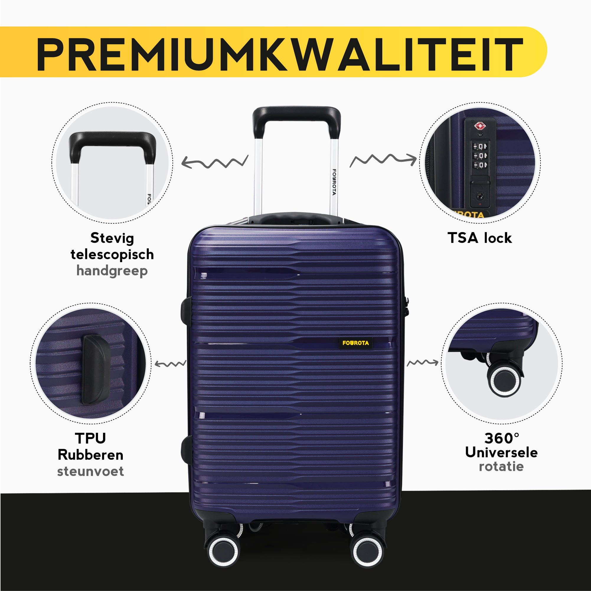 FOUROTA Handbagage Koffers met Weegschaal