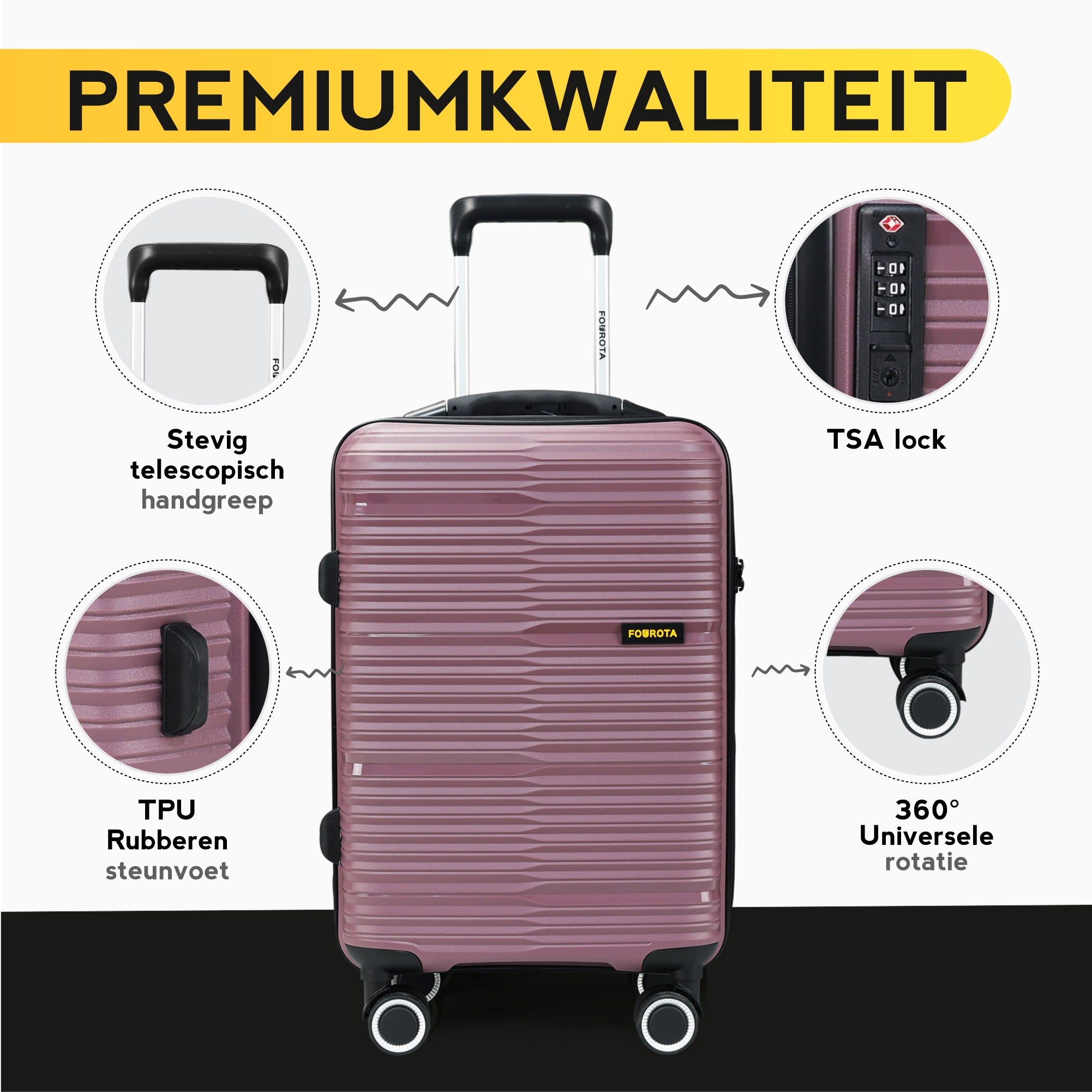 FOUROTA Handbagage Koffers met Weegschaal