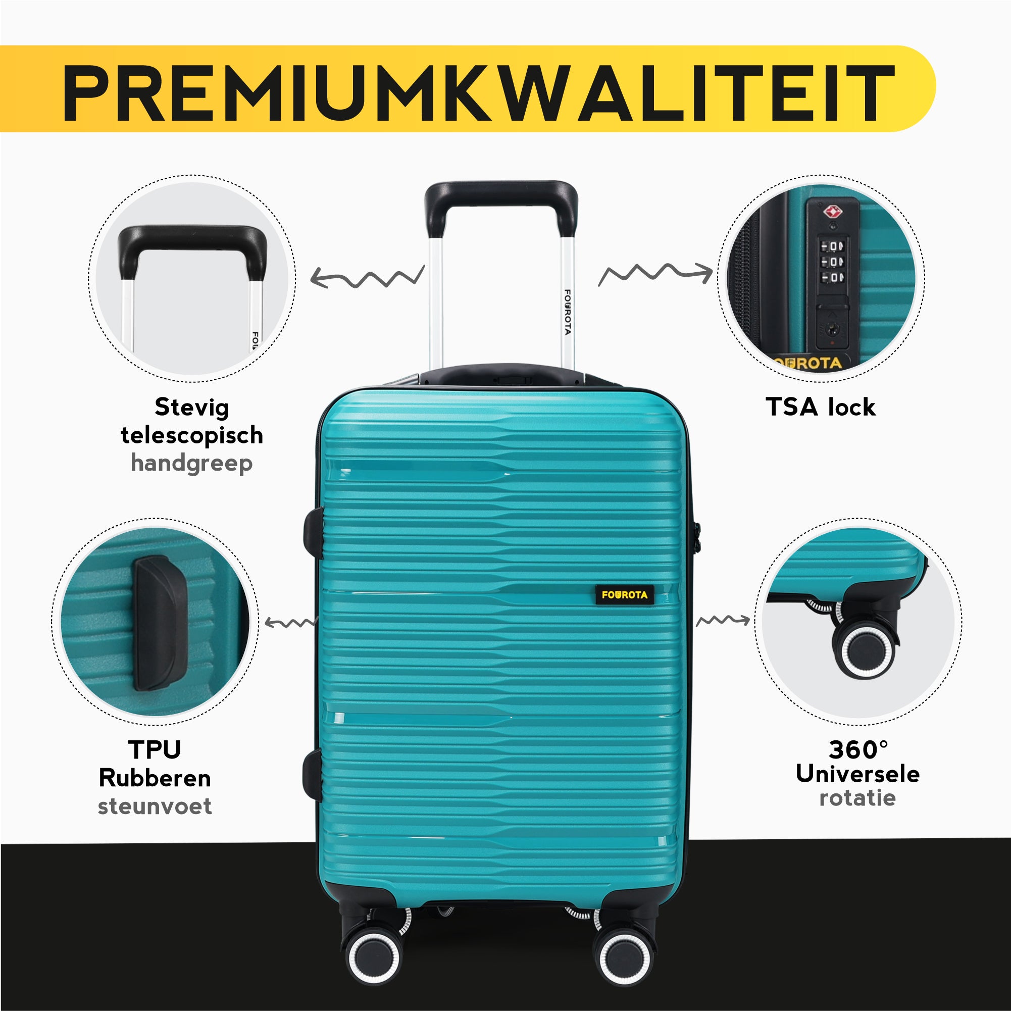 FOUROTA Handbagage Koffers met Weegschaal